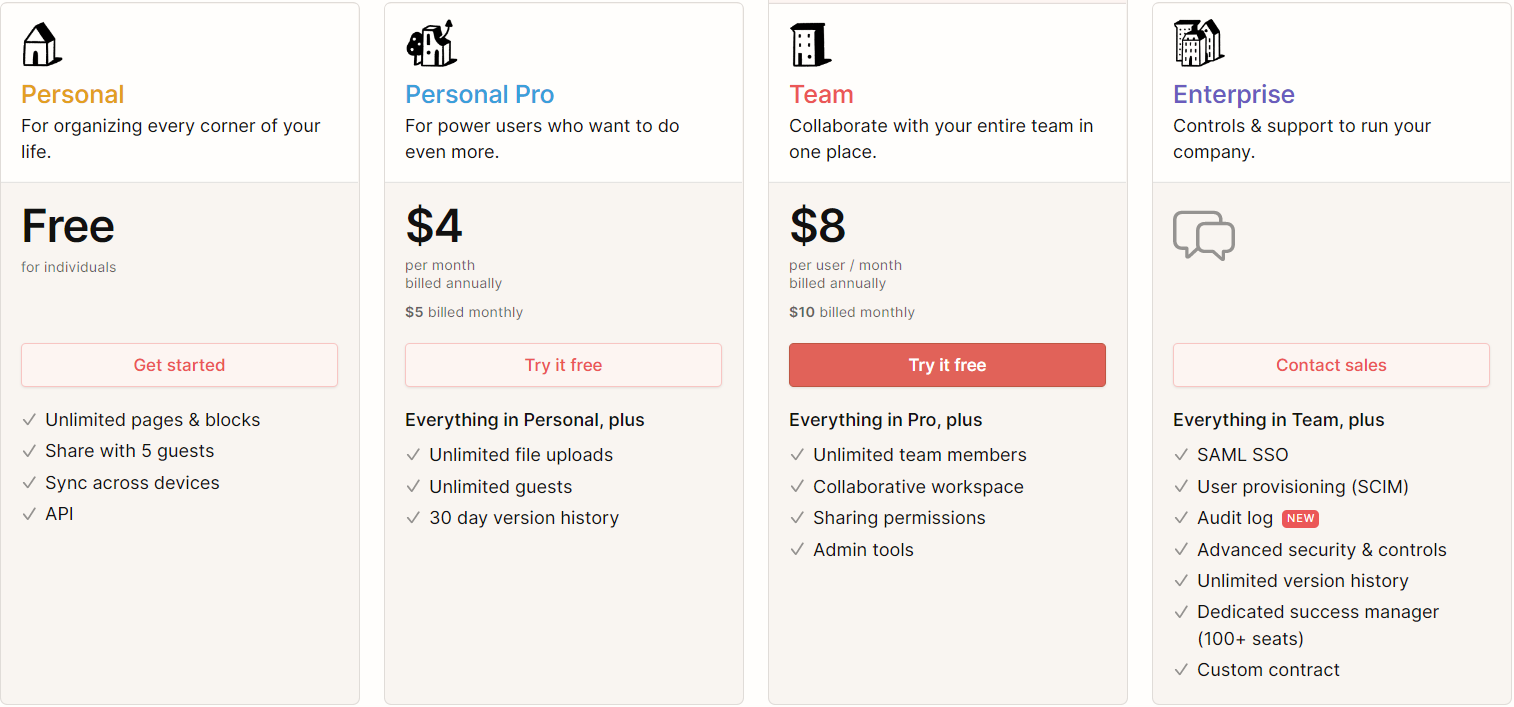 notion pricing